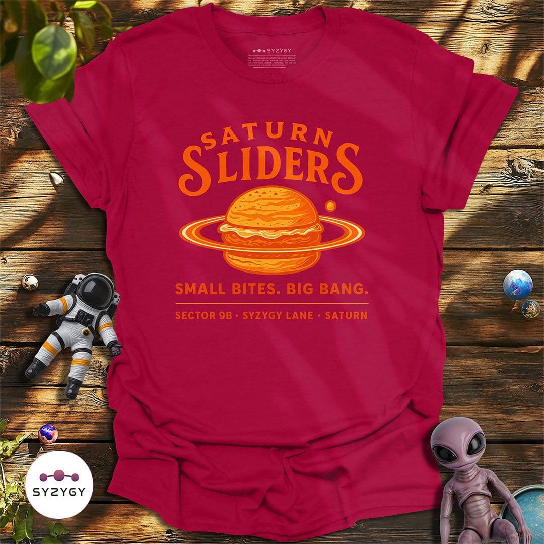 Syzygy Supply T-Shirt Antique Cherry Red / S Saturn Sliders T-shirt Space Aliens UFO Apparel