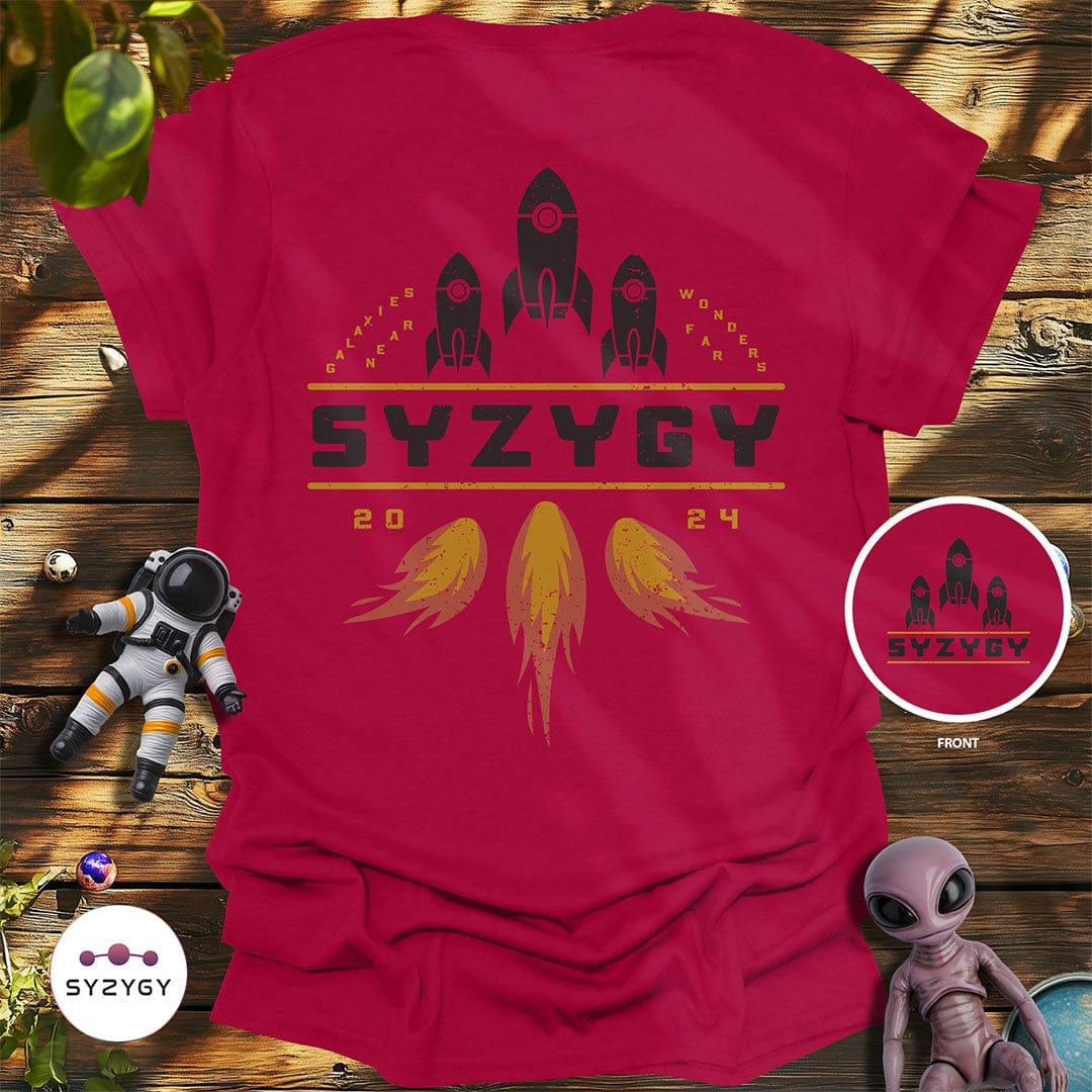 Syzygy Supply T-Shirt Antique Cherry Red / S Triple Burn T-shirt Space Aliens UFO Apparel