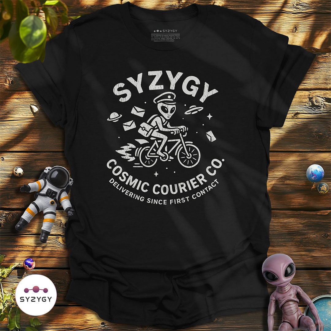 Syzygy Supply T-Shirt Black / S Cosmic Courier T-shirt Space Aliens UFO Apparel