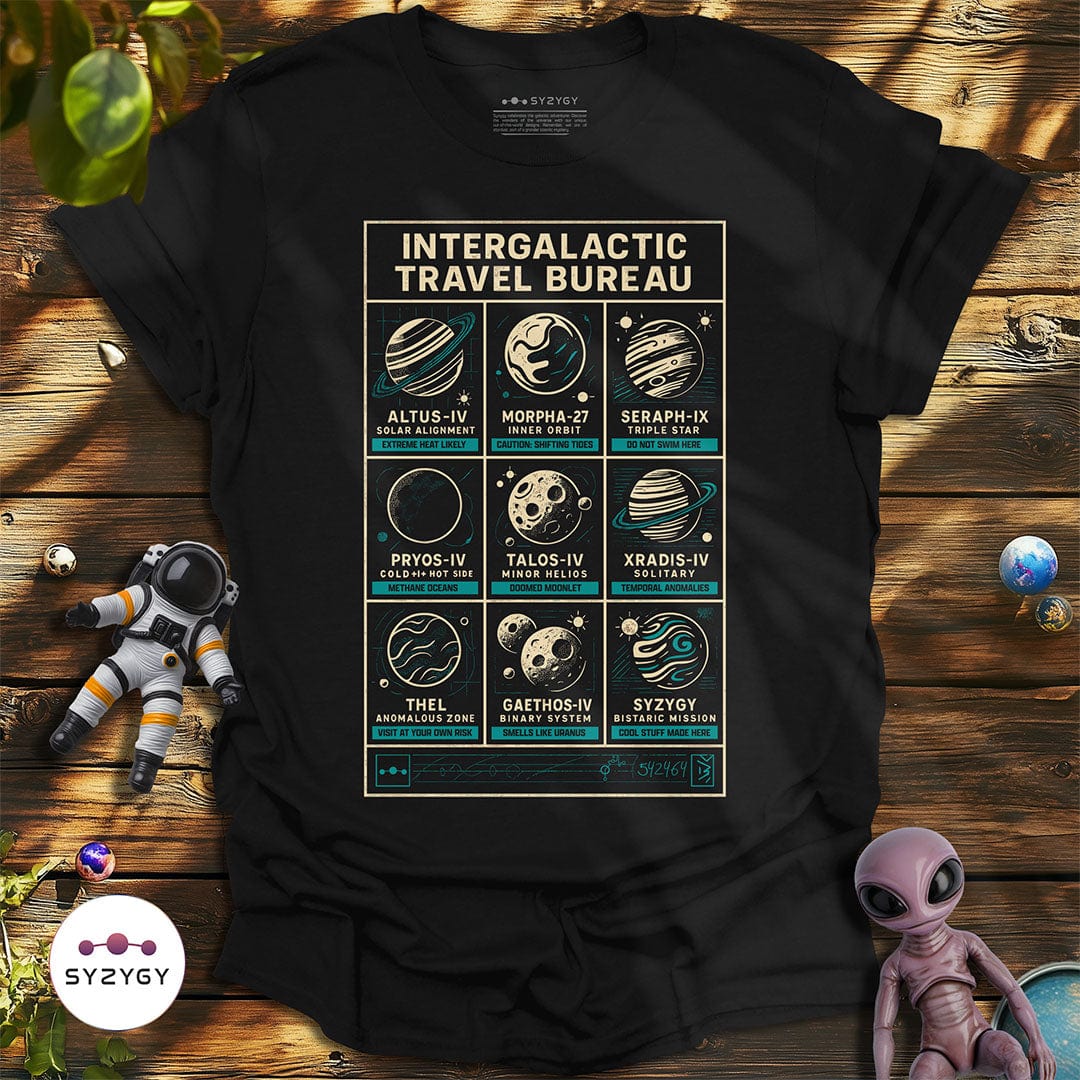 Syzygy Supply T-Shirt Black / S Intergalactic Travel Bureau T-shirt Space Aliens UFO Apparel