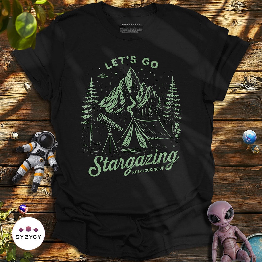 Syzygy Supply T-Shirt Black / S Let's Go Stargazing T-shirt Space Aliens UFO Apparel