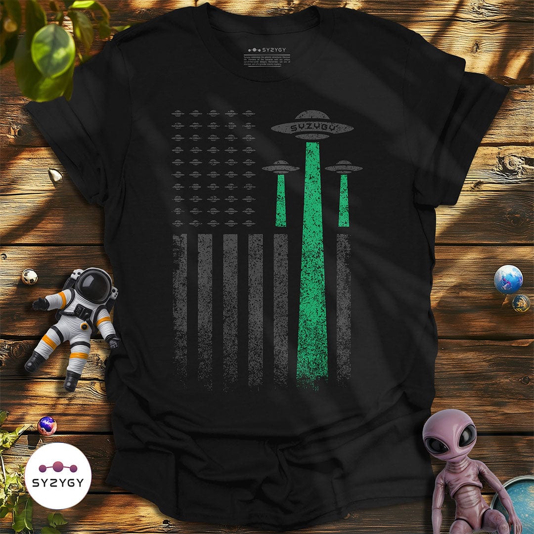Syzygy Supply T-Shirt Black / S Thin Green Line T-shirt Space Aliens UFO Apparel