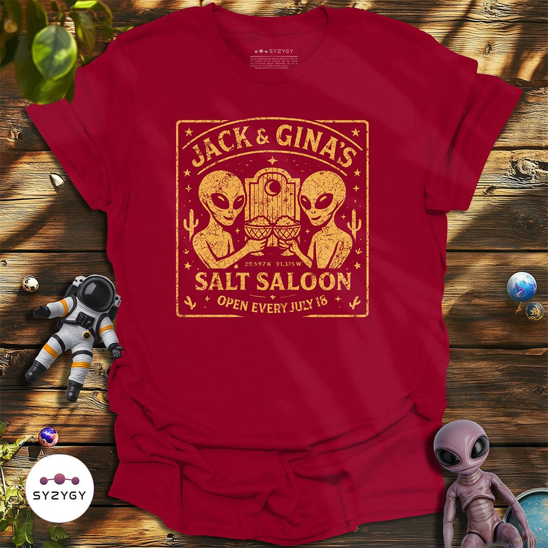 Syzygy Supply T-Shirt Cardinal Red / S Jack & Gina's Salt Saloon T-shirt Space Aliens UFO Apparel