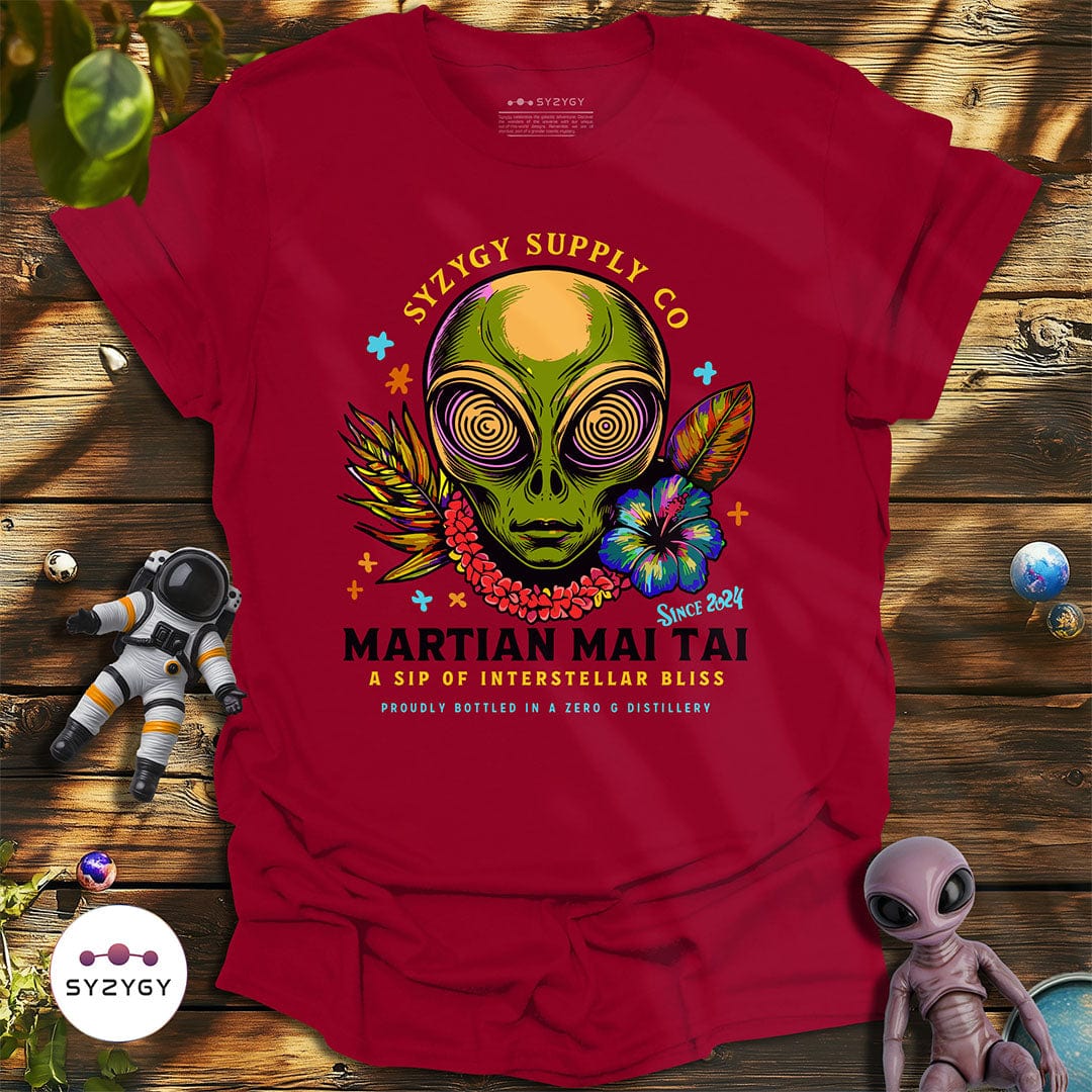 Syzygy Supply T-Shirt Cardinal Red / S Martian Mai Tai T-shirt Space Aliens UFO Apparel
