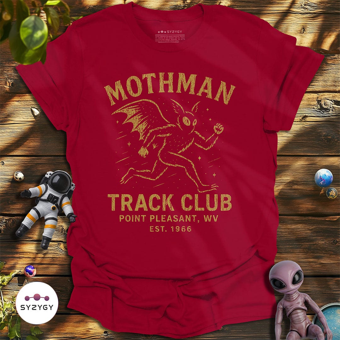 Syzygy Supply T-Shirt Cardinal Red / S Mothman Track Club T-shirt Space Aliens UFO Apparel