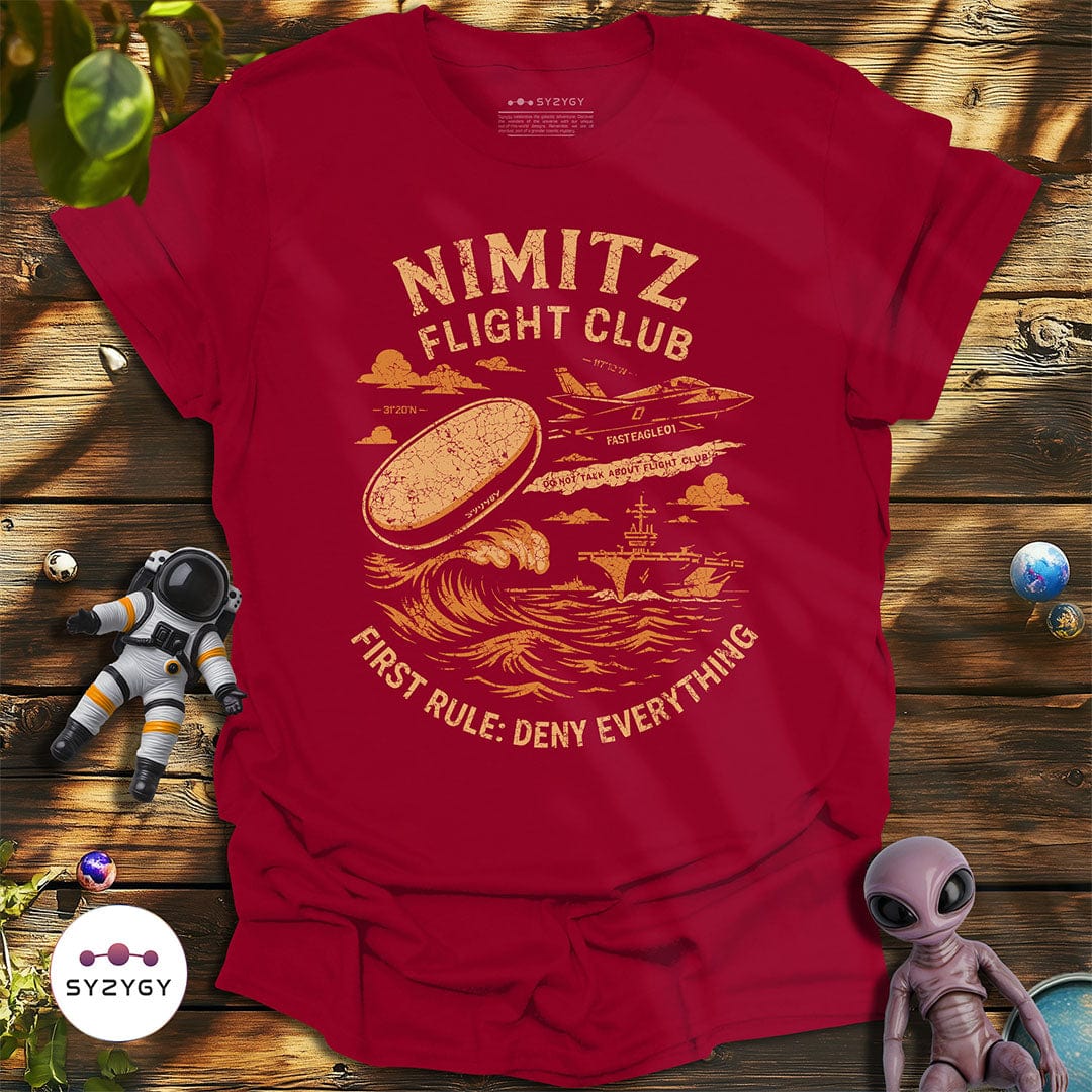 Syzygy Supply T-Shirt Cardinal Red / S Nimitz Flight Club T-shirt Space Aliens UFO Apparel