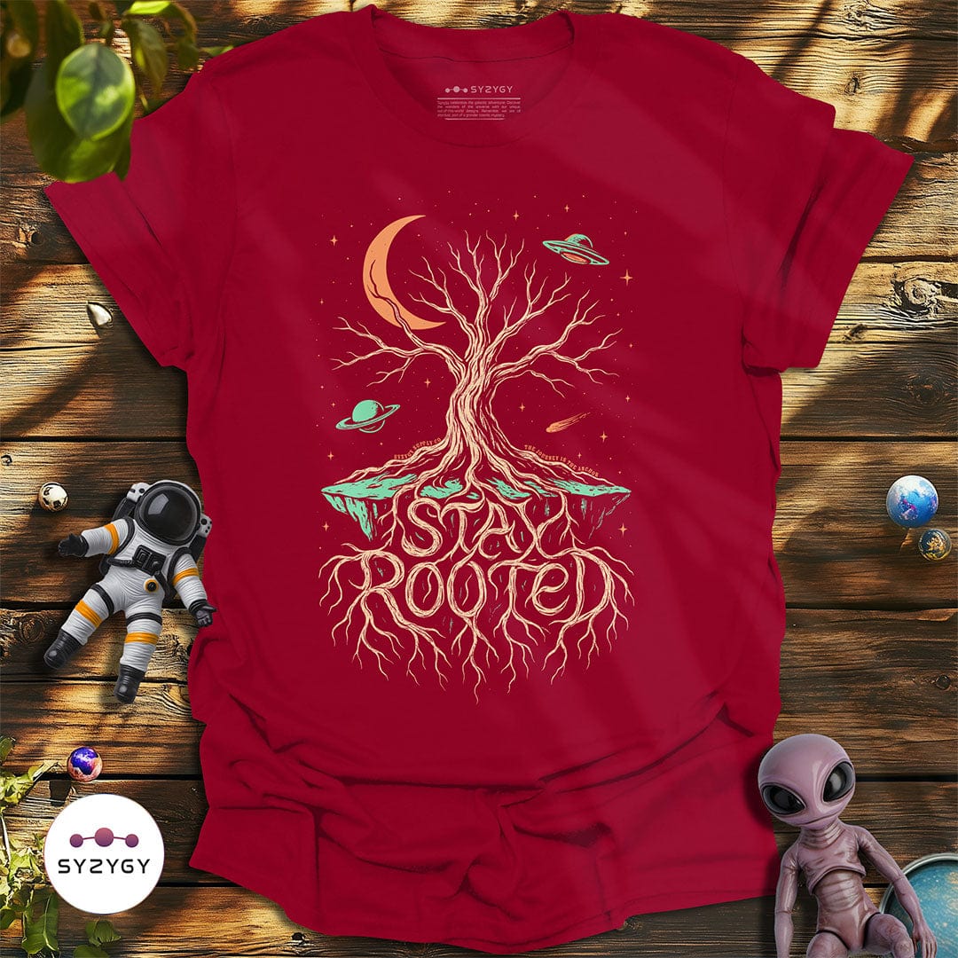 Syzygy Supply T-Shirt Cardinal Red / S Stay Rooted T-shirt Space Aliens UFO Apparel