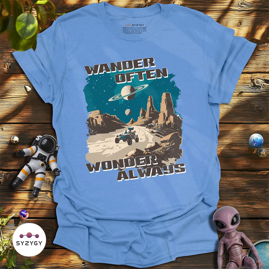 Syzygy Supply T-Shirt Carolina Blue / S Wander Often, Wonder Always T-shirt Space Aliens UFO Apparel