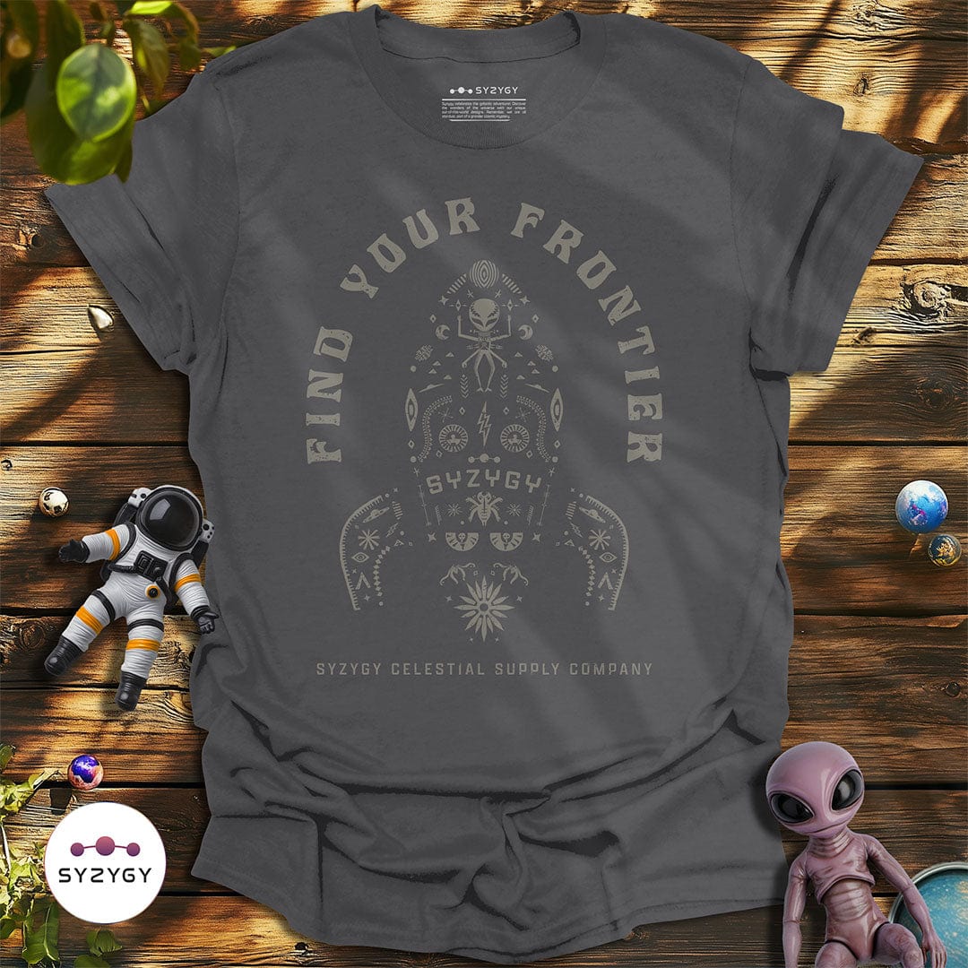 Syzygy Supply T-Shirt Charcoal / S Find Your Frontier T-shirt Space Aliens UFO Apparel