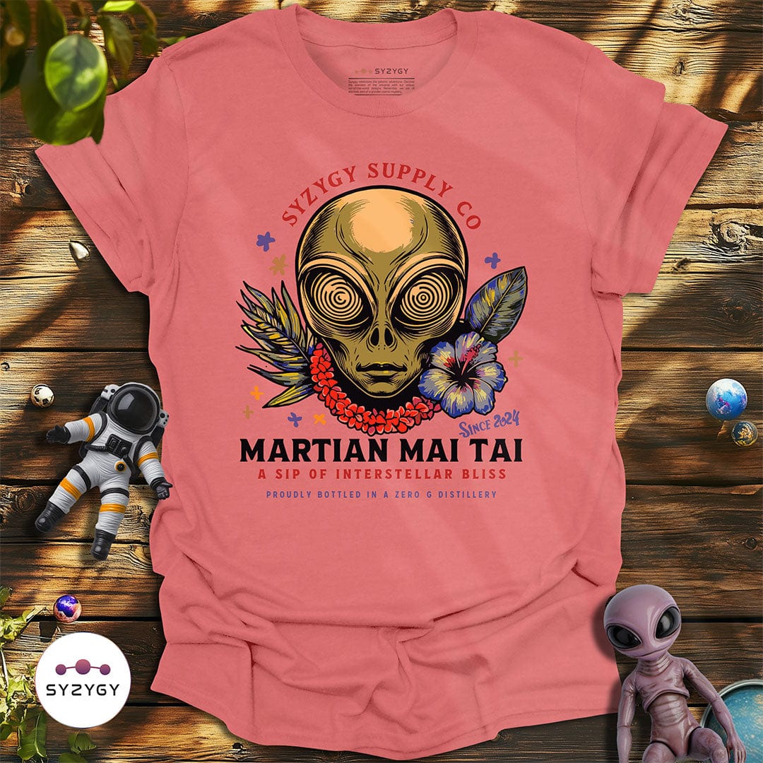 Syzygy Supply T-Shirt Coral Silk / S Martian Mai Tai T-shirt Space Aliens UFO Apparel
