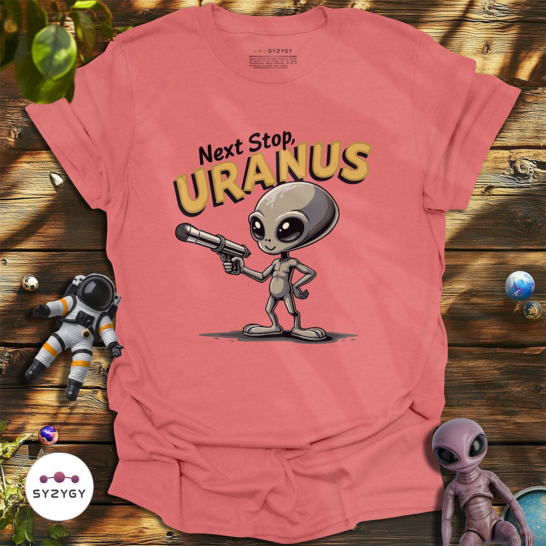 Syzygy Supply T-Shirt Coral Silk / S Next Stop, Uranus T-shirt Space Aliens UFO Apparel