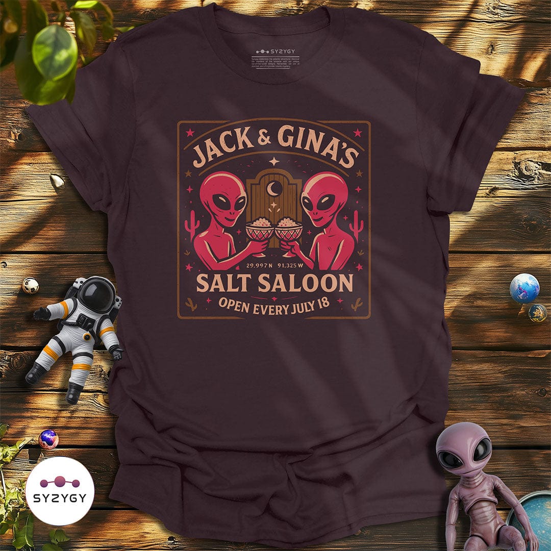 Syzygy Supply T-Shirt Dark Chocolate / S Jack & Gina's Salt Saloon T-shirt Space Aliens UFO Apparel