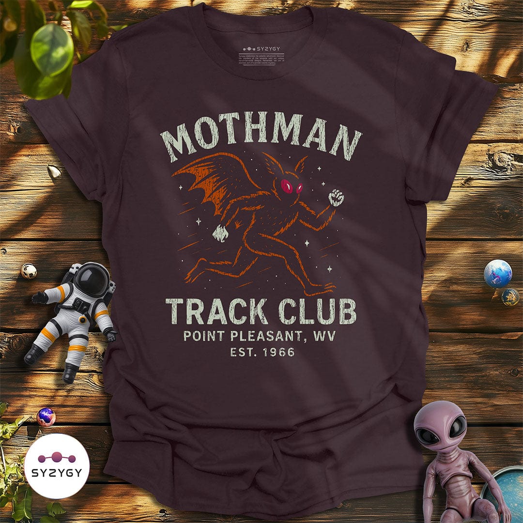 Syzygy Supply T-Shirt Dark Chocolate / S Mothman Track Club T-shirt Space Aliens UFO Apparel
