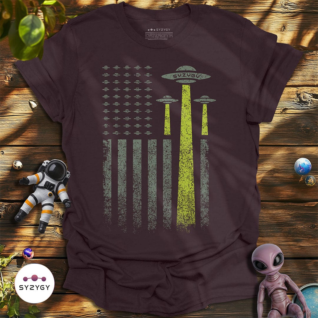 Syzygy Supply T-Shirt Dark Chocolate / S Thin Green Line T-shirt Space Aliens UFO Apparel