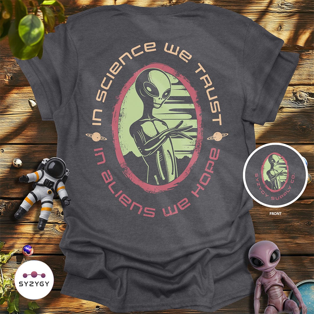Syzygy Supply T-Shirt Dark Heather Grey / S Believer's Creed T-shirt Space Aliens UFO Apparel