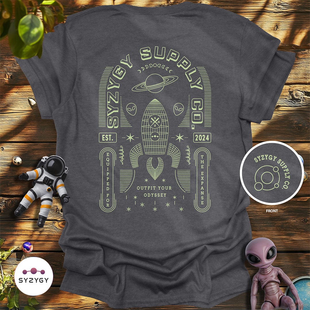 Syzygy Supply T-Shirt Dark Heather Grey / S Equipped for the Expanse T-shirt Space Aliens UFO Apparel