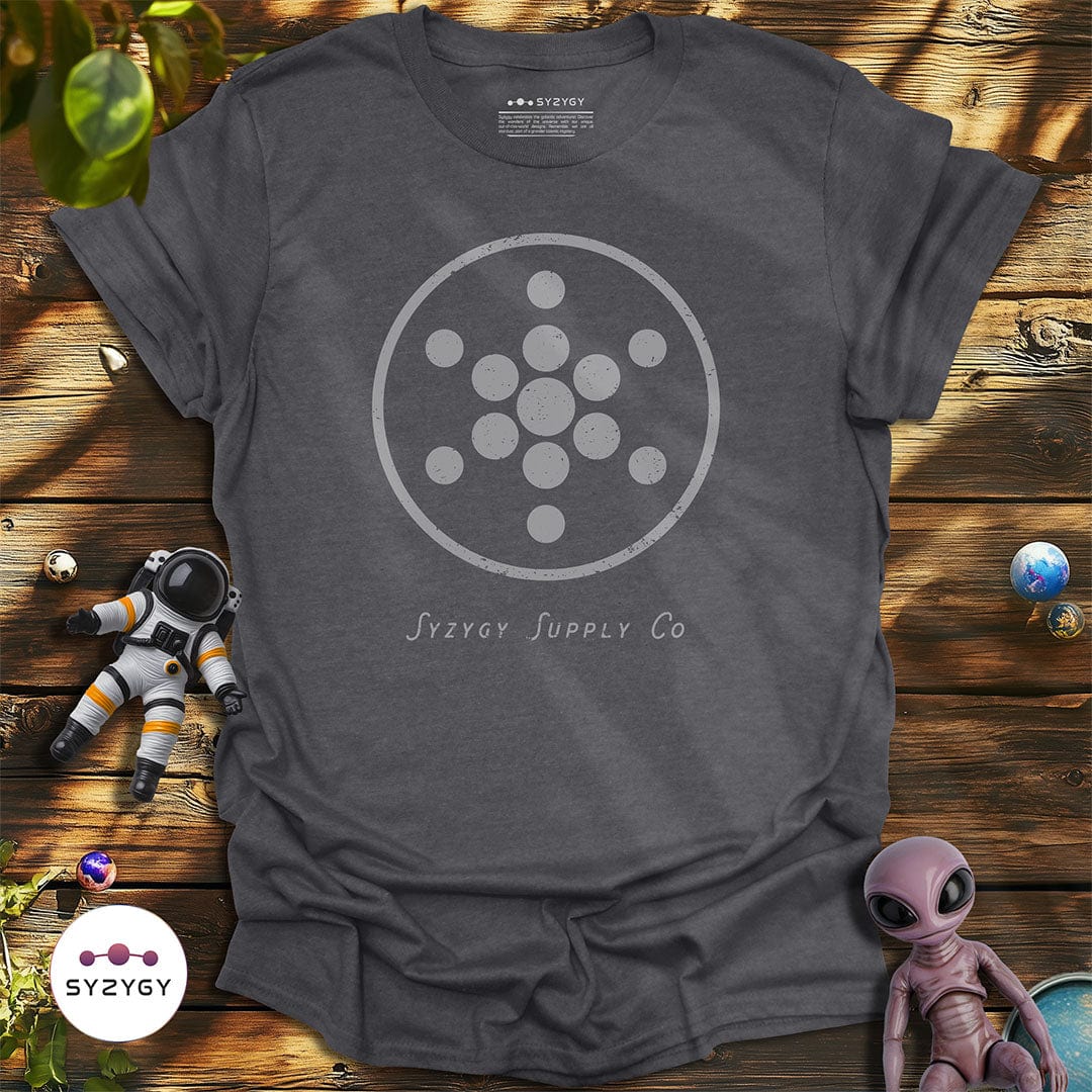 Syzygy Supply T-Shirt Dark Heather Grey / S Geometric Whisper T-shirt Space Aliens UFO Apparel