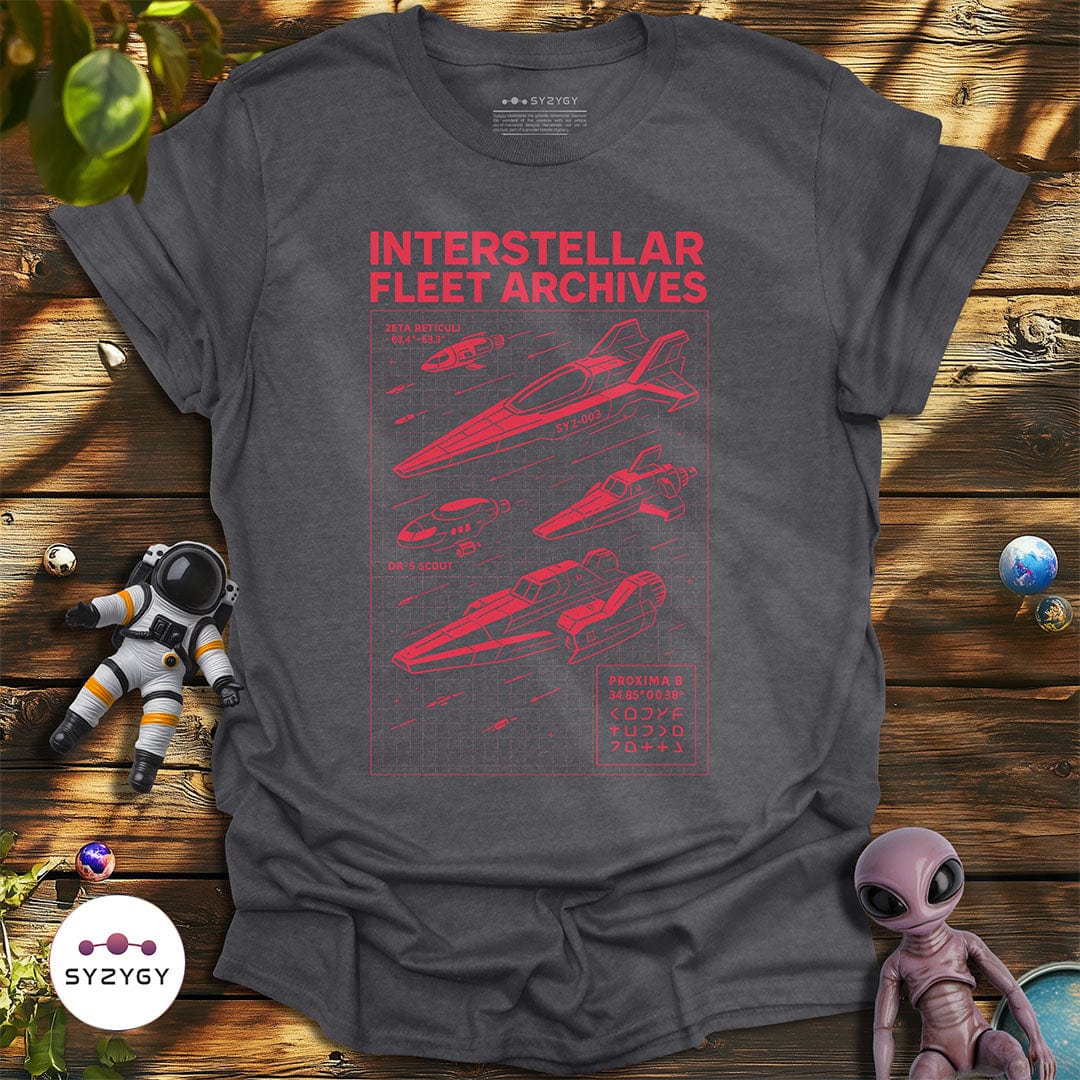 Syzygy Supply T-Shirt Dark Heather Grey / S Interstellar Fleet Archive T-shirt Space Aliens UFO Apparel