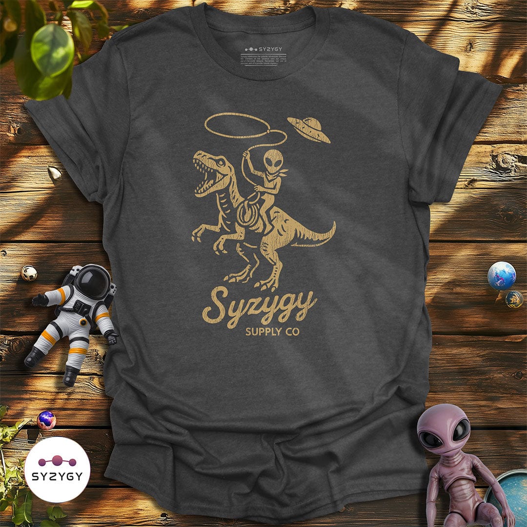 Syzygy Supply T-Shirt Dark Heather Grey / S Jurassic Space Cowboy T-shirt Space Aliens UFO Apparel