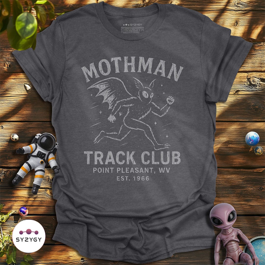 Syzygy Supply T-Shirt Dark Heather Grey / S Mothman Track Club T-shirt Space Aliens UFO Apparel