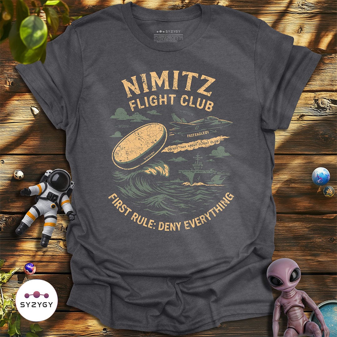 Syzygy Supply T-Shirt Dark Heather Grey / S Nimitz Flight Club T-shirt Space Aliens UFO Apparel
