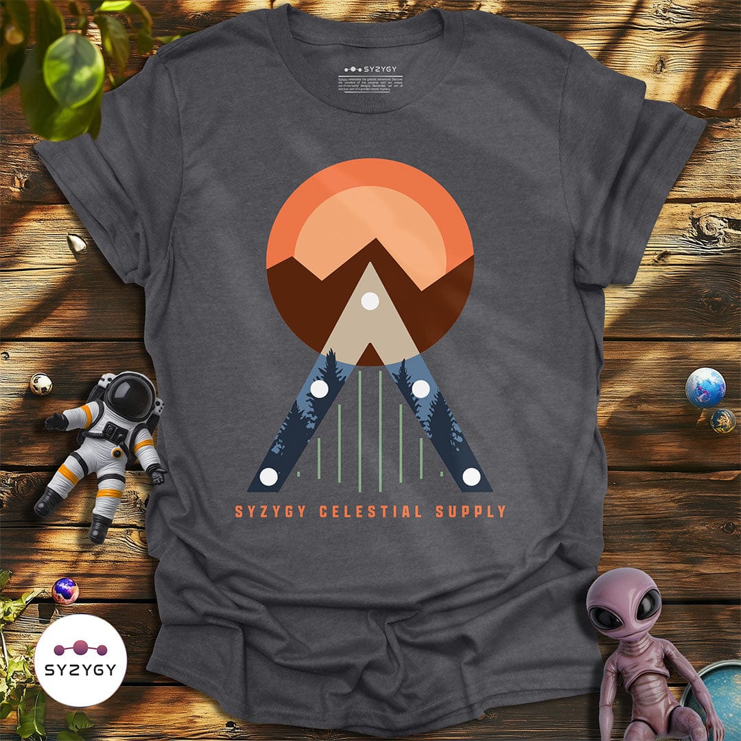 Syzygy Supply T-Shirt Dark Heather Grey / S Summit of the Cosmos T-shirt Space Aliens UFO Apparel