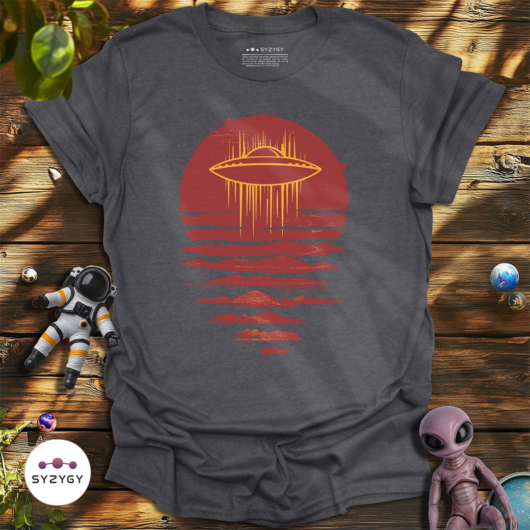 Syzygy Supply T-Shirt Dark Heather Grey / S Sunset Sighting T-shirt Space Aliens UFO Apparel