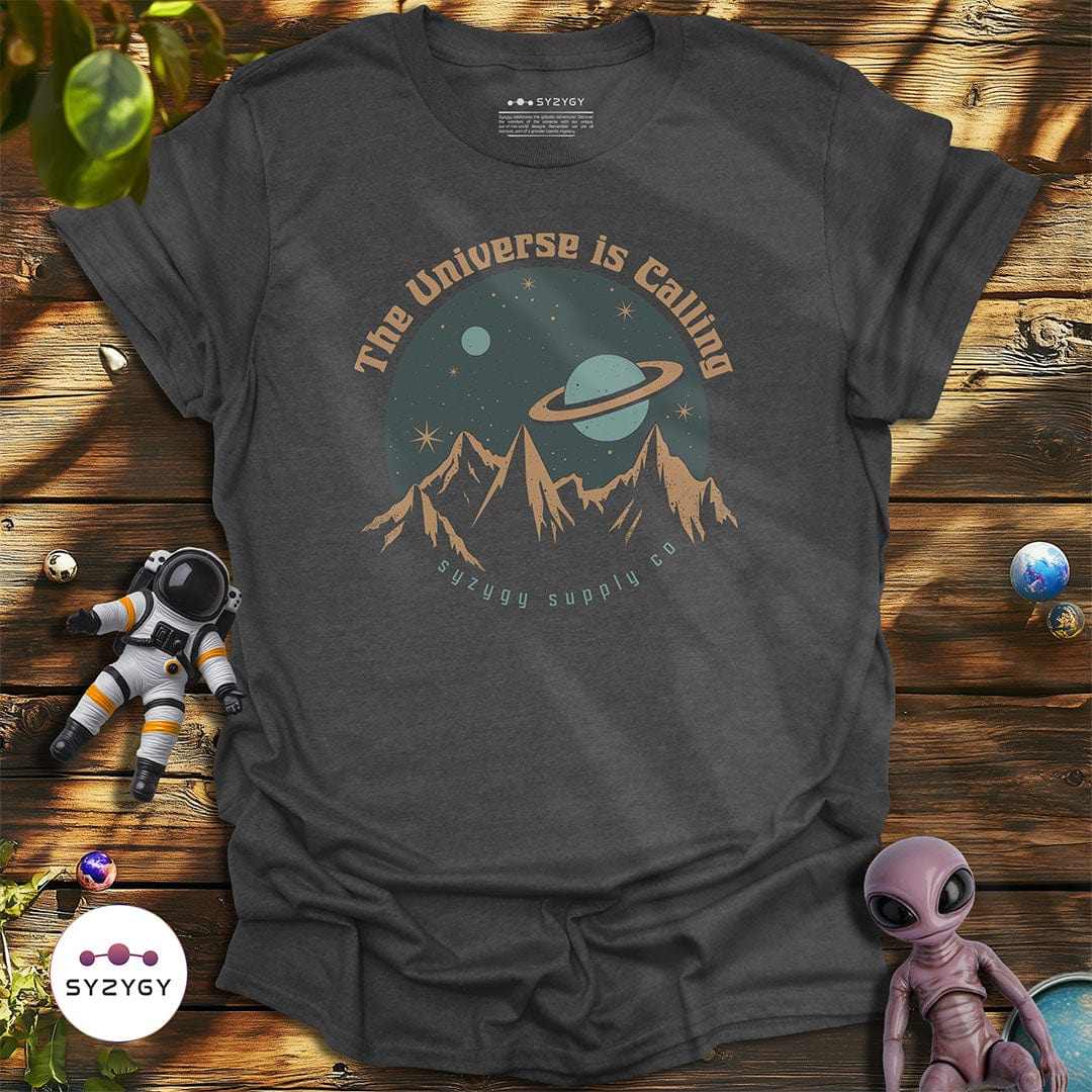 Syzygy Supply T-Shirt Dark Heather Grey / S The Universe is Calling T-shirt Space Aliens UFO Apparel