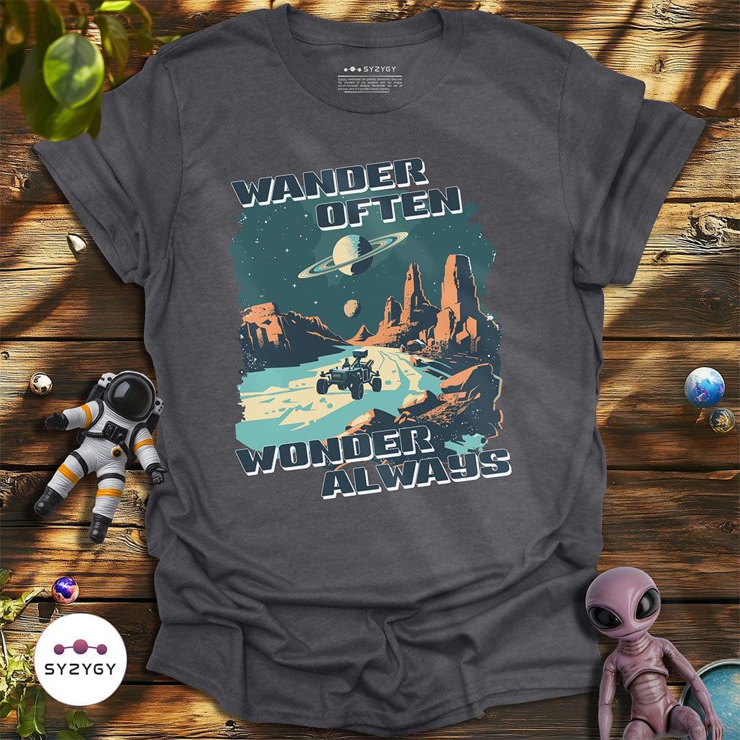 Syzygy Supply T-Shirt Dark Heather Grey / S Wander Often, Wonder Always T-shirt Space Aliens UFO Apparel