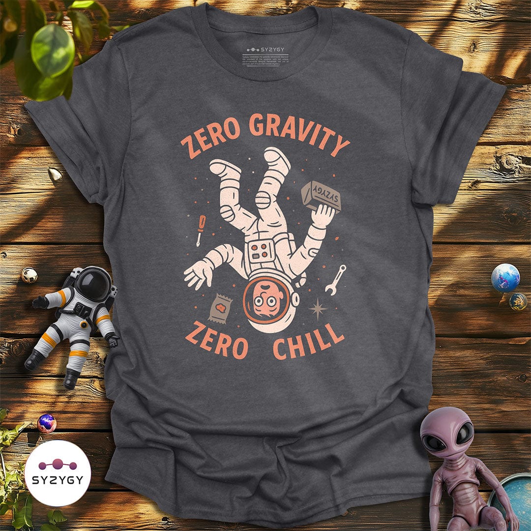 Syzygy Supply T-Shirt Dark Heather Grey / S Zero Gravity, Zero Chill T-shirt Space Aliens UFO Apparel
