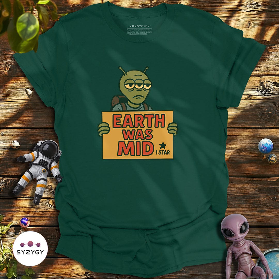Syzygy Supply T-Shirt Earth Was Mid T-shirt Space Aliens UFO Apparel