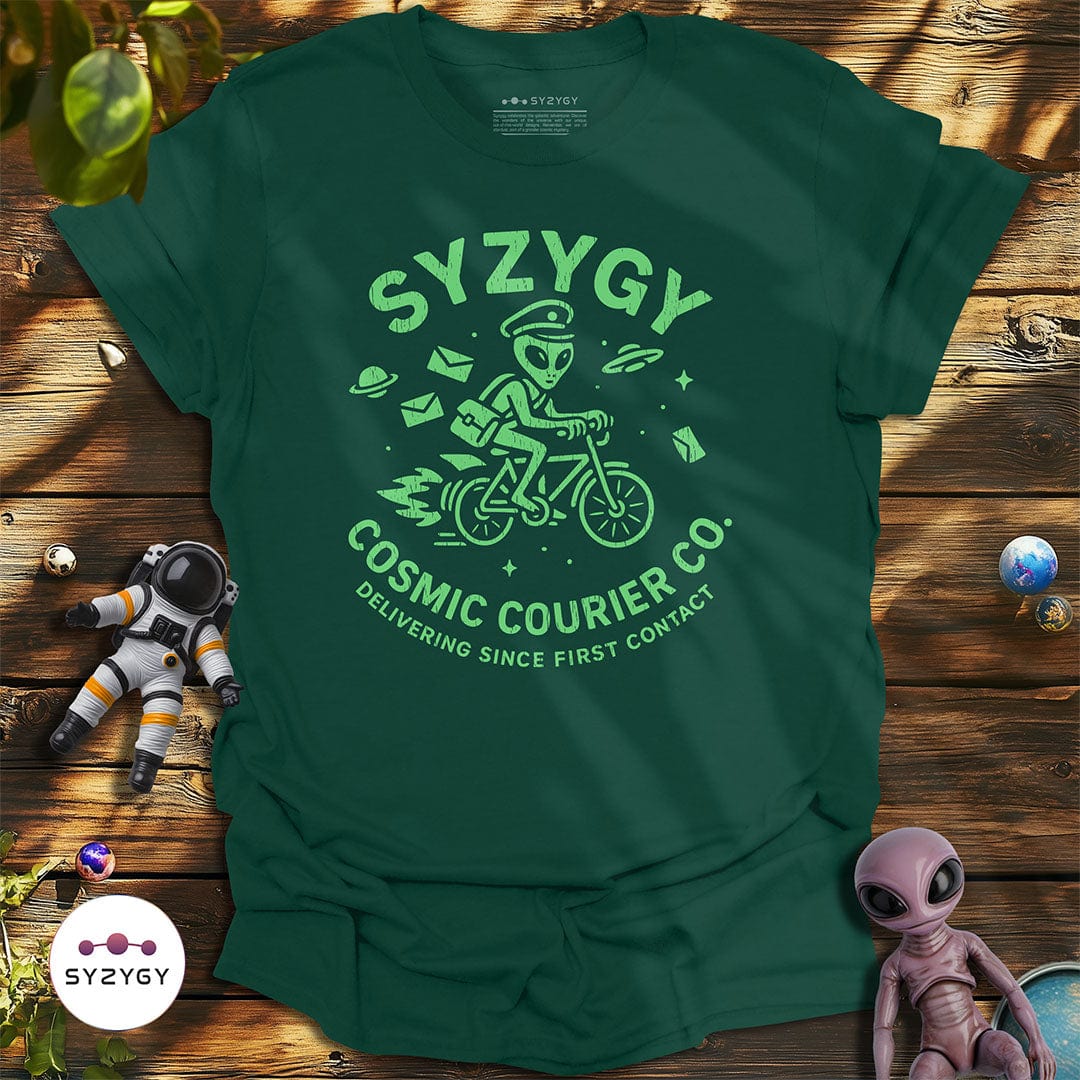 Syzygy Supply T-Shirt Forest Green / S Cosmic Courier T-shirt Space Aliens UFO Apparel