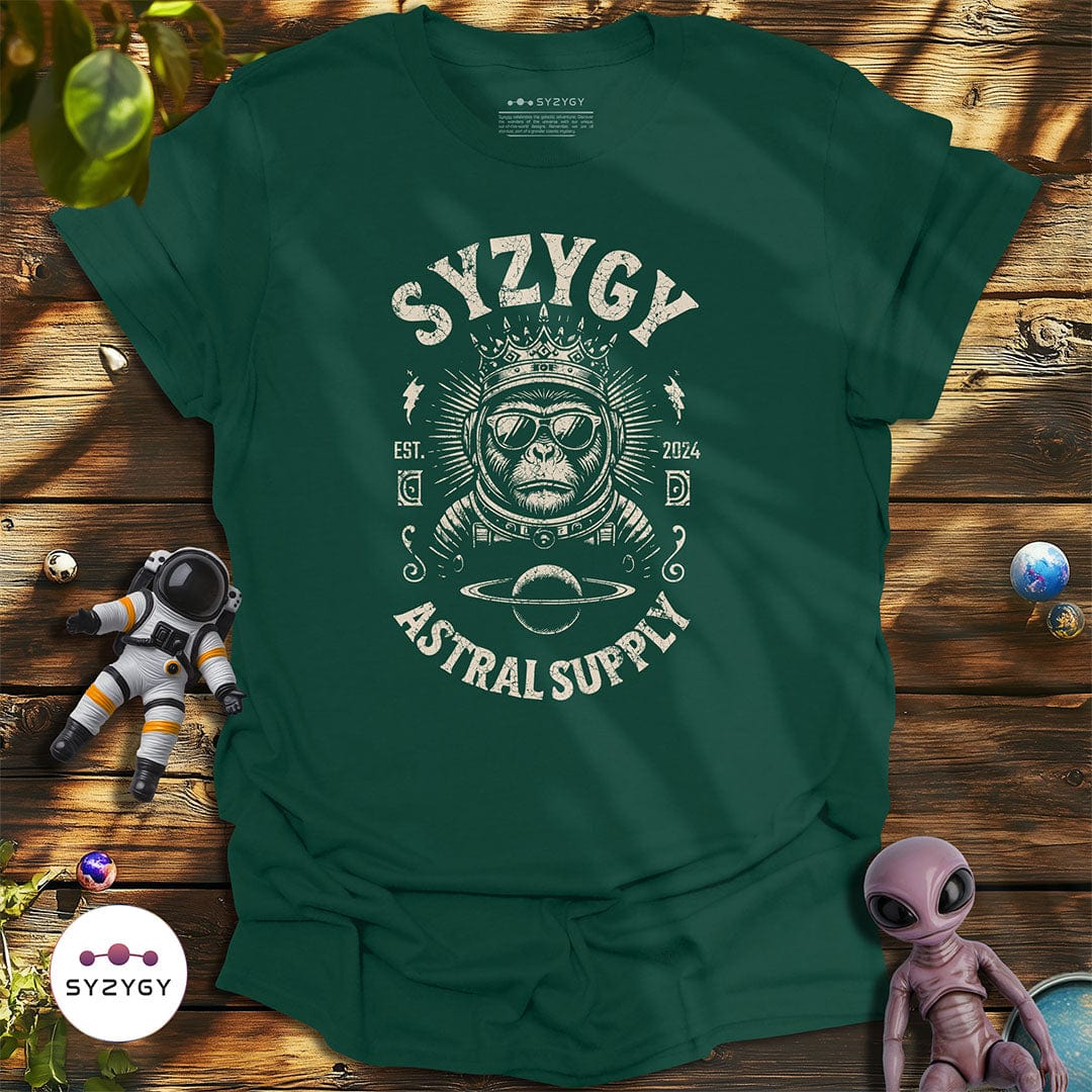 Syzygy Supply T-Shirt Forest Green / S King of the Cosmos T-shirt Space Aliens UFO Apparel
