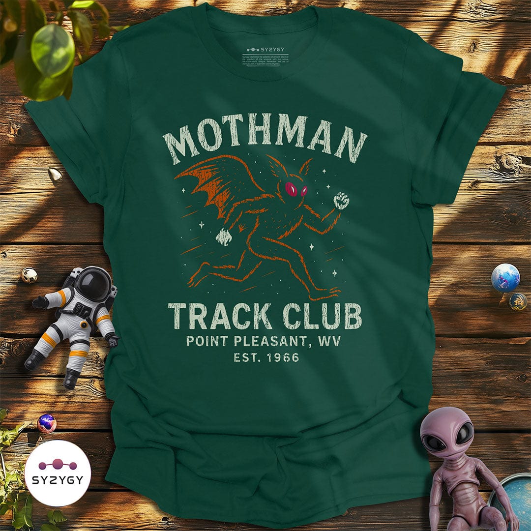 Syzygy Supply T-Shirt Forest Green / S Mothman Track Club T-shirt Space Aliens UFO Apparel