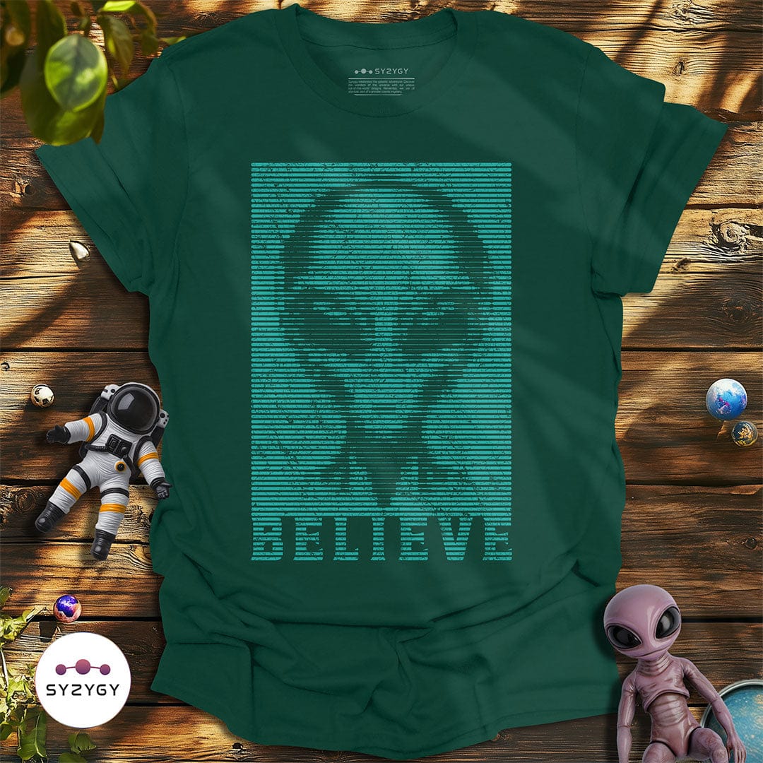 Syzygy Supply T-Shirt Forest Green / S Scanline Message T-shirt Space Aliens UFO Apparel