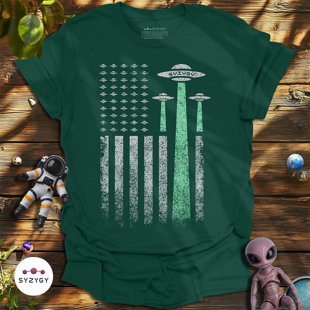 Syzygy Supply T-Shirt Forest Green / S Thin Green Line T-shirt Space Aliens UFO Apparel