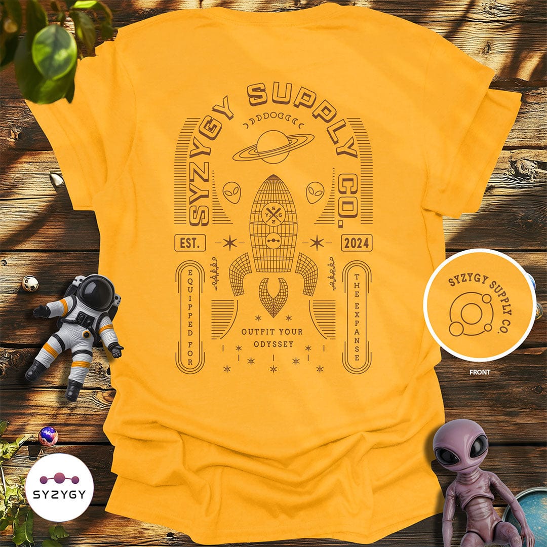 Syzygy Supply T-Shirt Gold / S Equipped for the Expanse T-shirt Space Aliens UFO Apparel