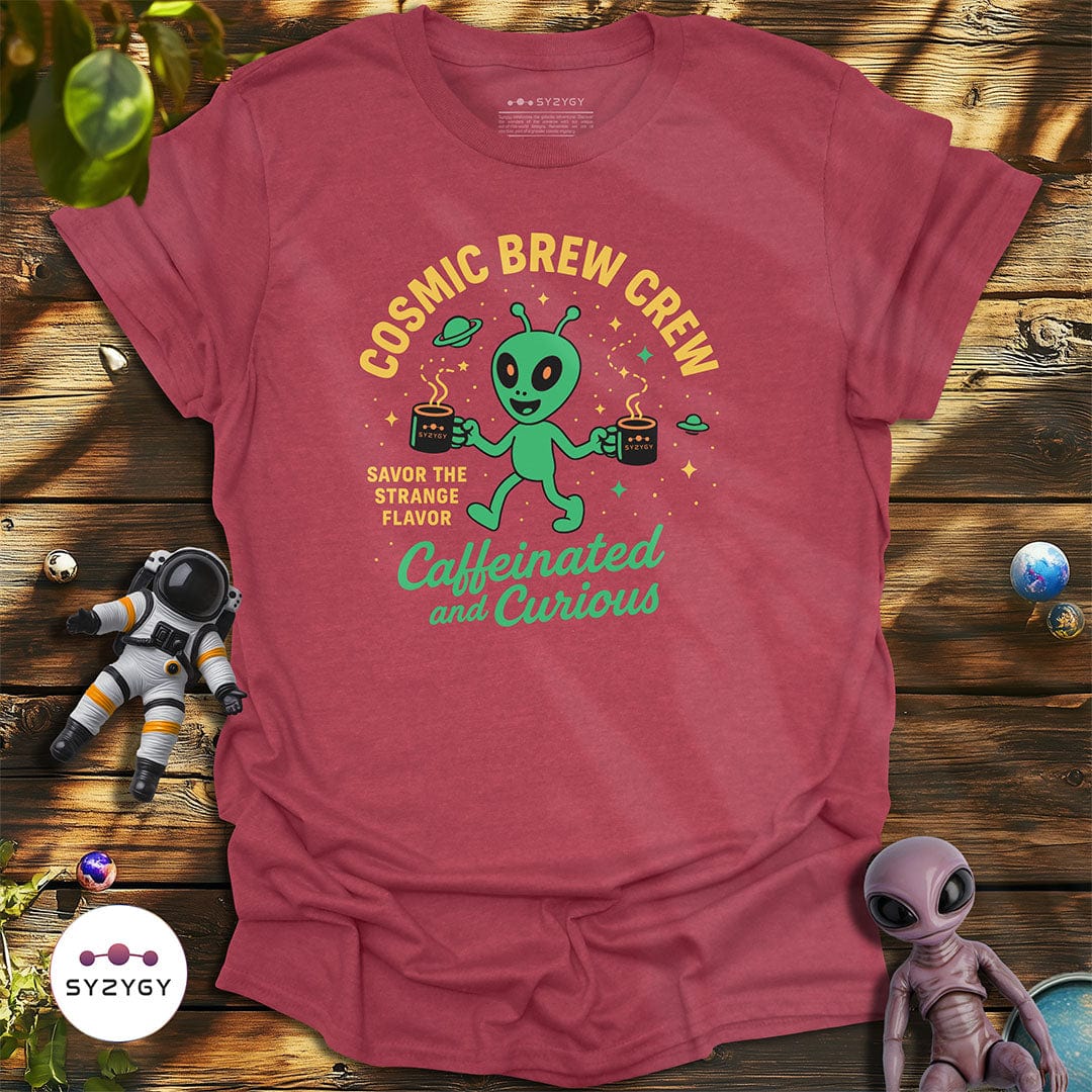 Syzygy Supply T-Shirt Heather Cardinal / S Cosmic Brew Crew T-shirt Space Aliens UFO Apparel