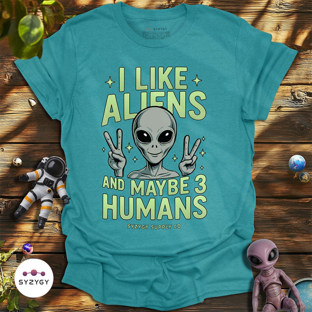 Syzygy Supply T-Shirt Heather Galapagos Blue / S I Like Aliens T-shirt Space Aliens UFO Apparel