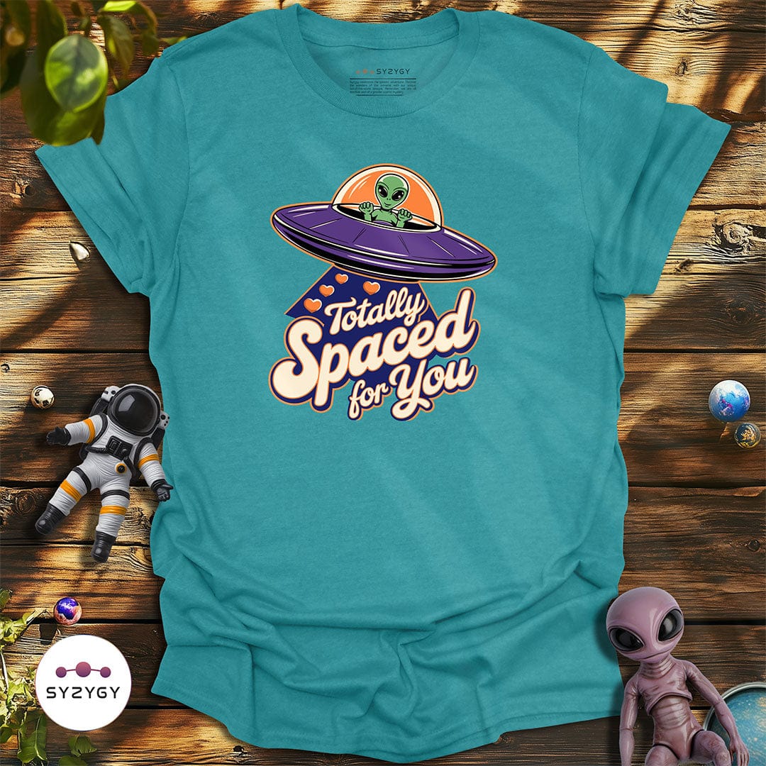 Syzygy Supply T-Shirt Heather Galapagos Blue / S Totally Spaced For You T-shirt Space Aliens UFO Apparel