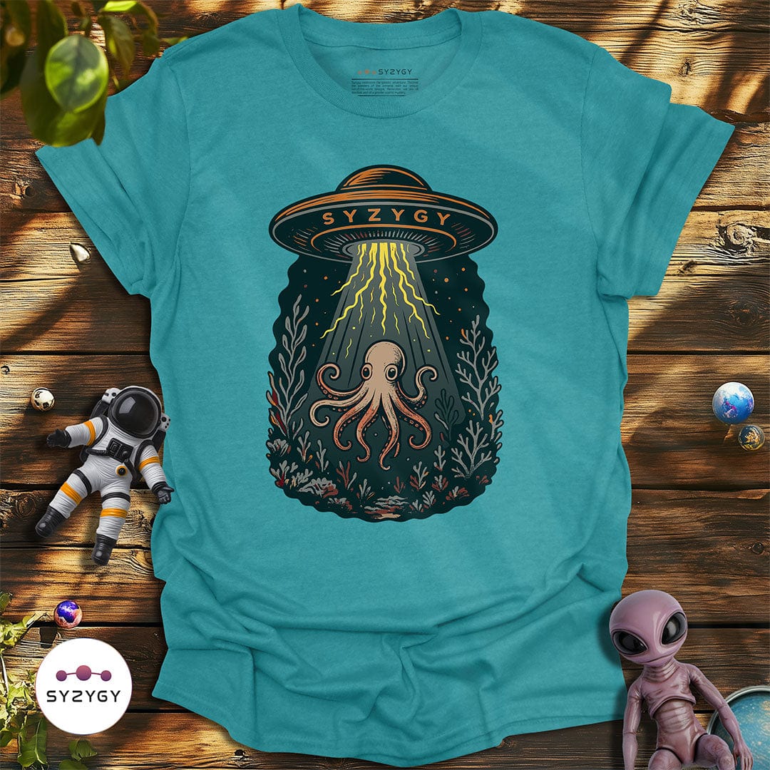 Syzygy Supply T-Shirt Heather Galapagos Blue / S Undersea Encounter T-shirt Space Aliens UFO Apparel
