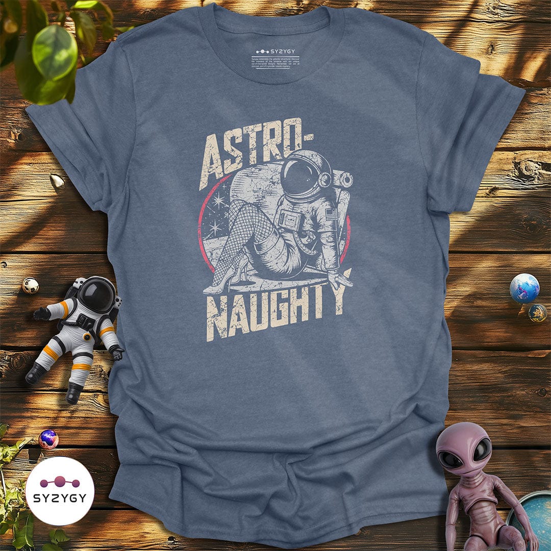 Syzygy Supply T-Shirt Heather Indigo / S Astro-naughty T-shirt Space Aliens UFO Apparel