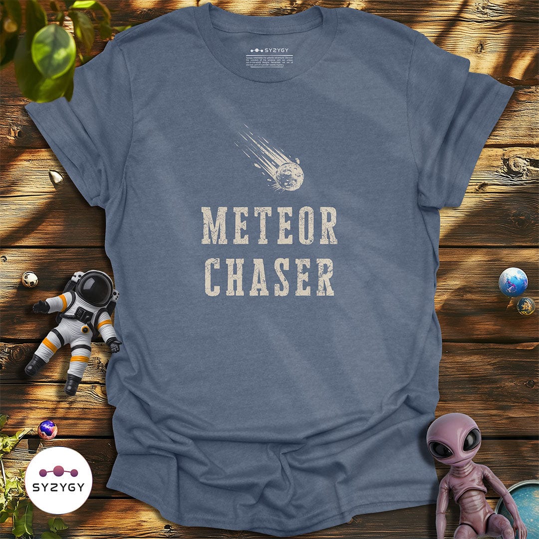 Syzygy Supply T-Shirt Heather Indigo / S Meteor Chaser T-shirt Space Aliens UFO Apparel