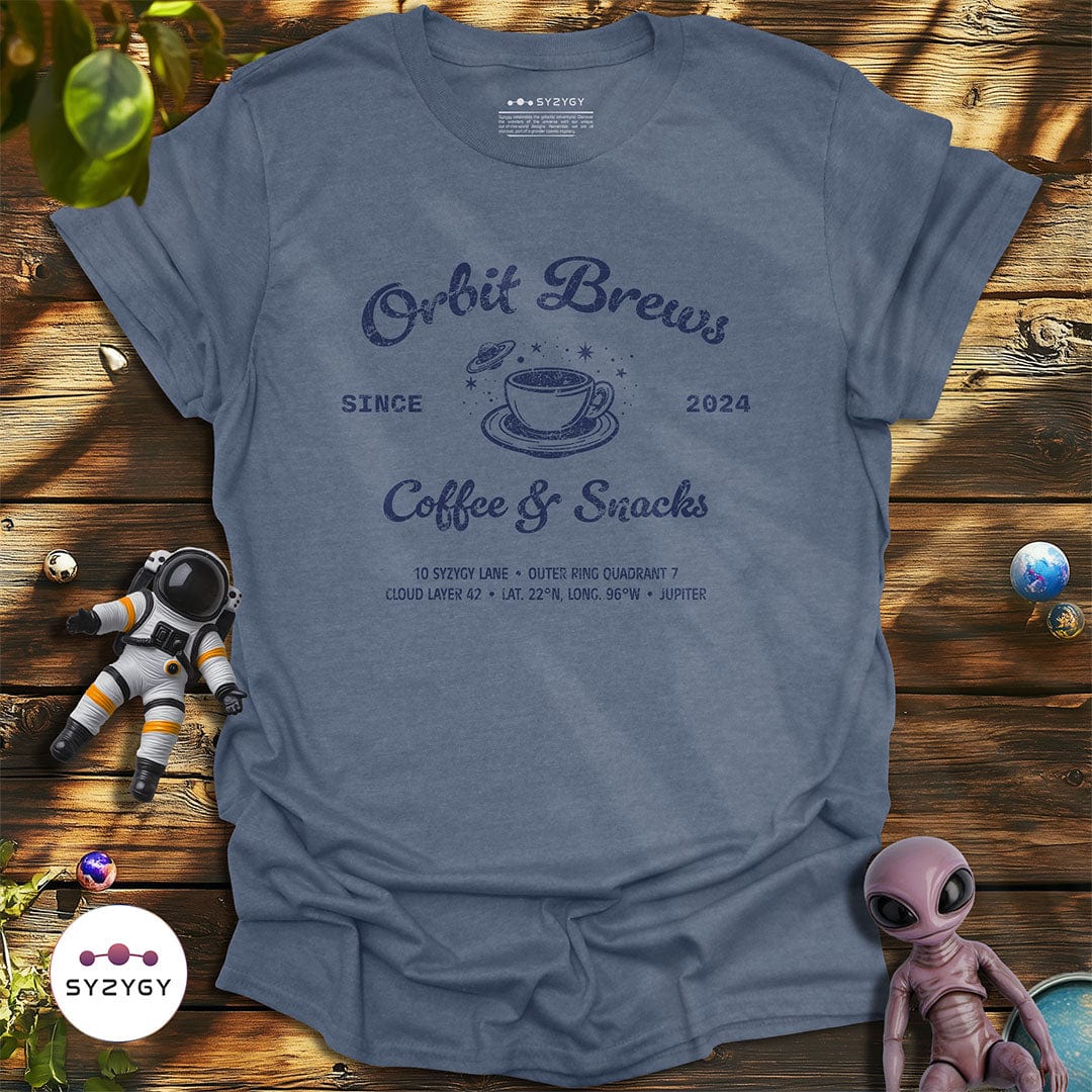 Syzygy Supply T-Shirt Heather Indigo / S Orbit Brews T-shirt Space Aliens UFO Apparel