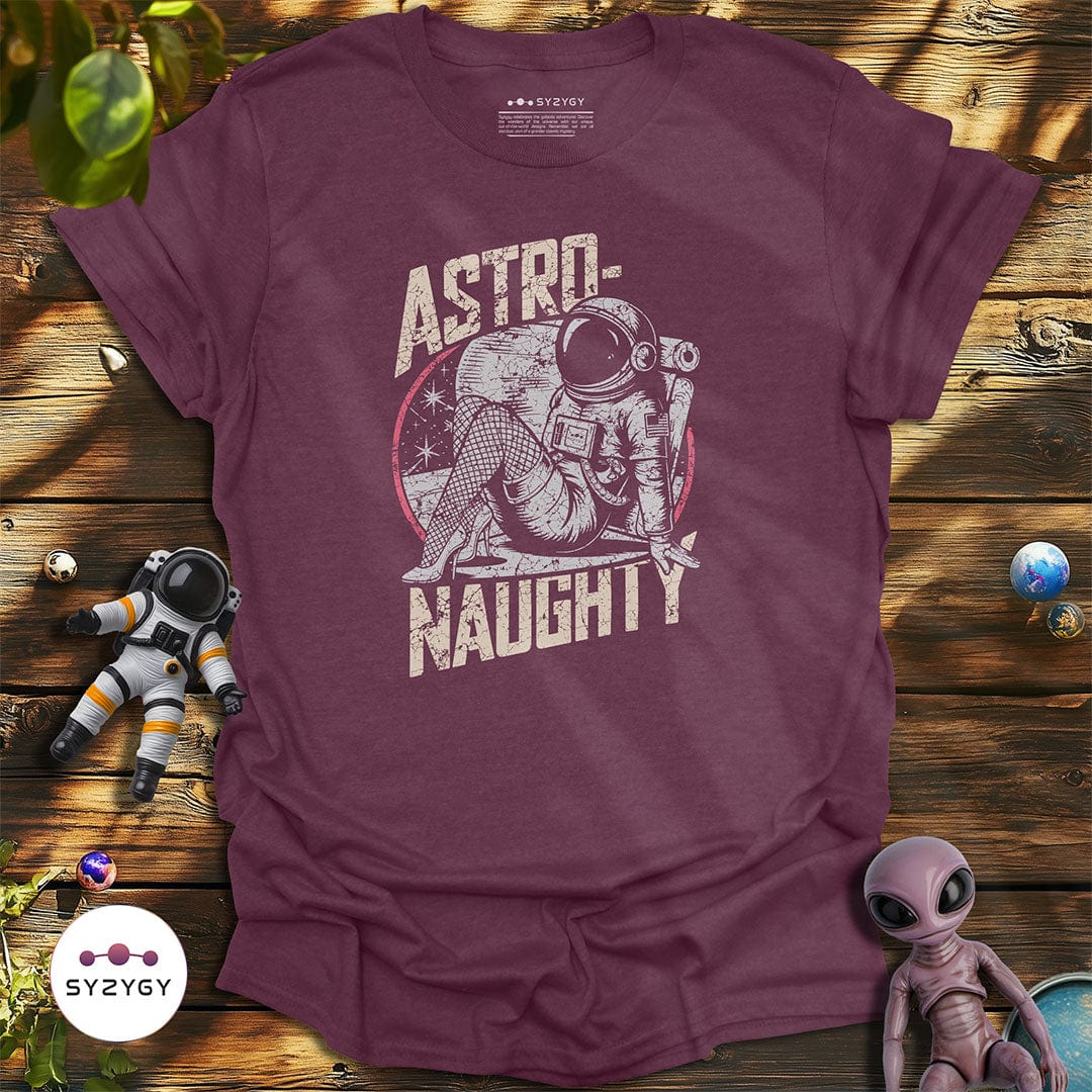 Syzygy Supply T-Shirt Heather Maroon / S Astro-naughty T-shirt Space Aliens UFO Apparel