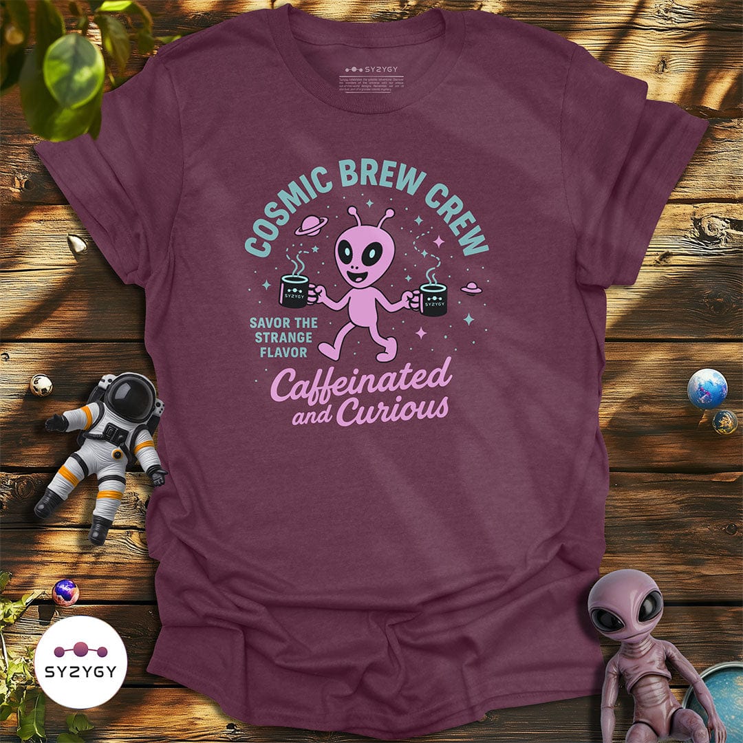 Syzygy Supply T-Shirt Heather Maroon / S Cosmic Brew Crew T-shirt Space Aliens UFO Apparel