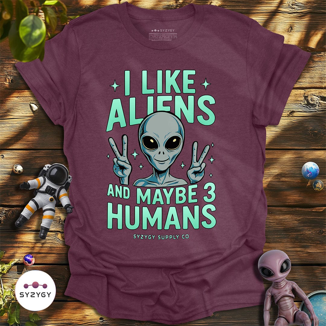 Syzygy Supply T-Shirt Heather Maroon / S I Like Aliens T-shirt Space Aliens UFO Apparel
