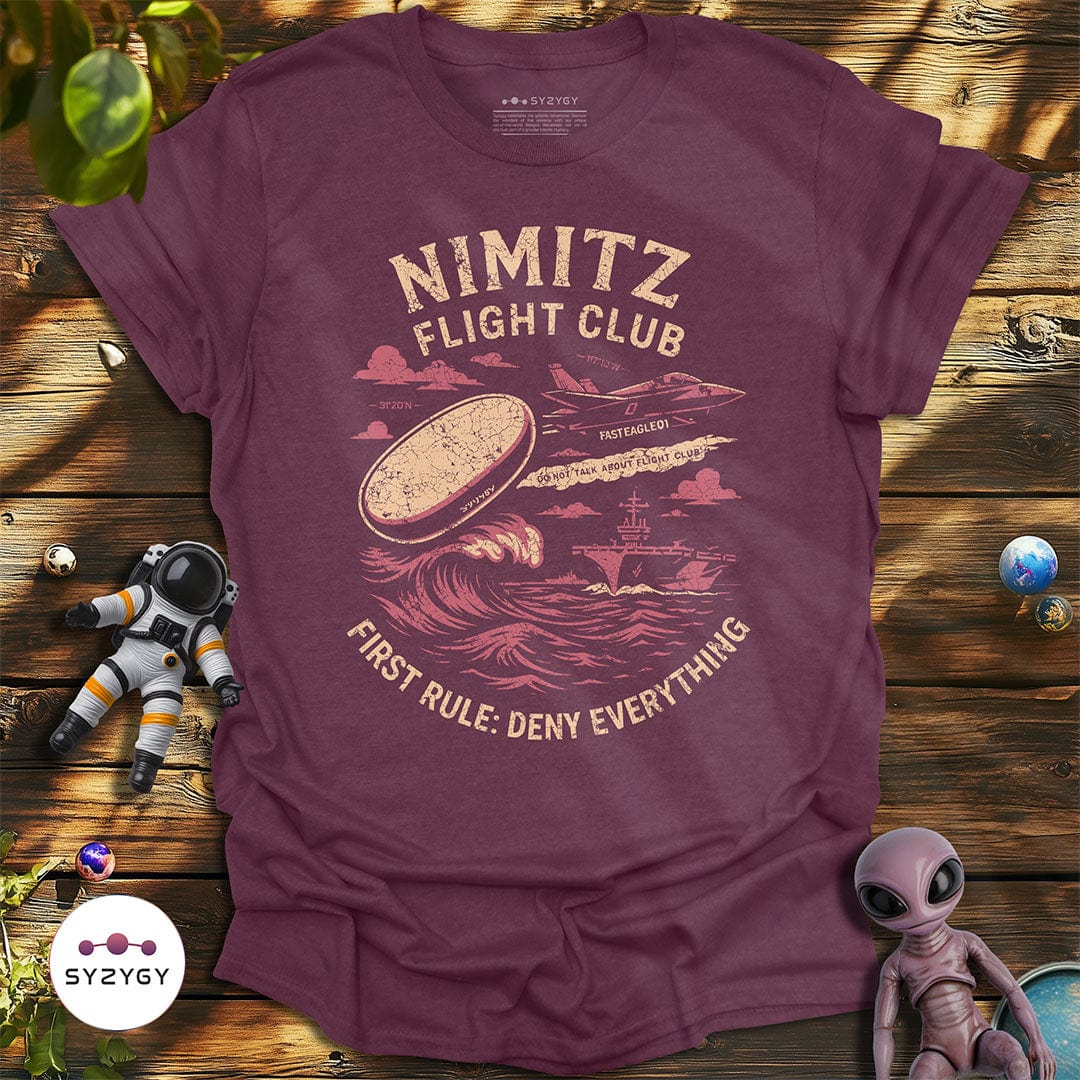 Syzygy Supply T-Shirt Heather Maroon / S Nimitz Flight Club T-shirt Space Aliens UFO Apparel
