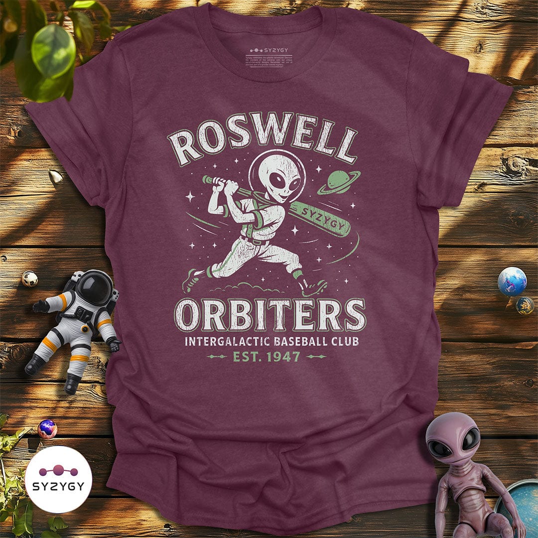 Syzygy Supply T-Shirt Heather Maroon / S Roswell Orbiters T-shirt Space Aliens UFO Apparel