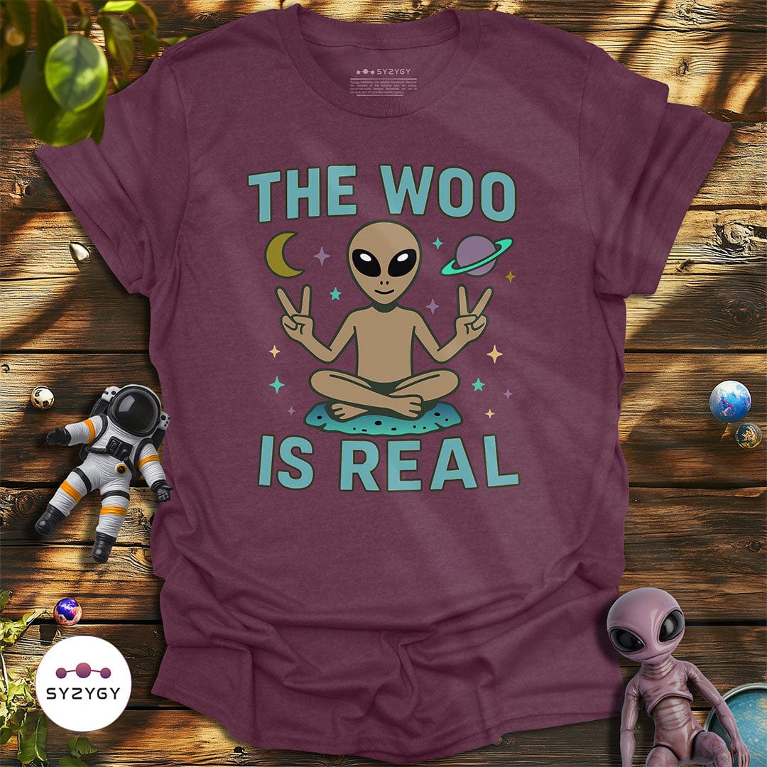 Syzygy Supply T-Shirt Heather Maroon / S The Woo is Real T-shirt Space Aliens UFO Apparel